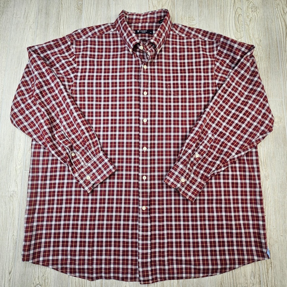 Cremieux Classics Mens XXL Plaid Button Down Shirt Burgundy Red White L/S